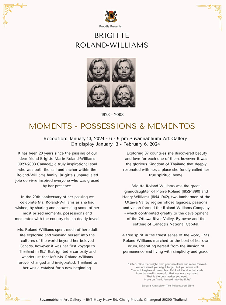 You are currently viewing “Moments – Possessions & Memento” Brigitte Roland-Williams 1923 – 2003